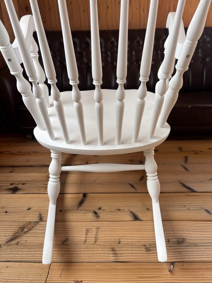 ホワイトペイント白い木製ロッキングチェアヴィンテージシャビーシックフレンチロココ