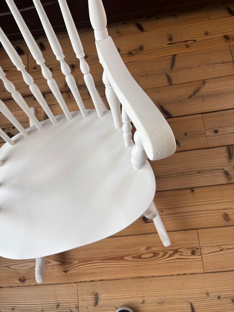 ホワイトペイント白い木製ロッキングチェアヴィンテージシャビーシックフレンチロココ