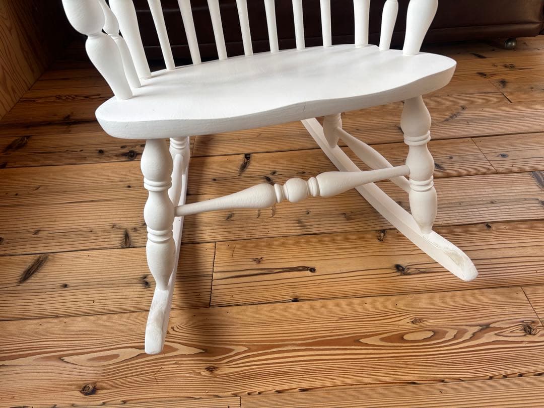 ホワイトペイント白い木製ロッキングチェアヴィンテージシャビーシックフレンチロココ