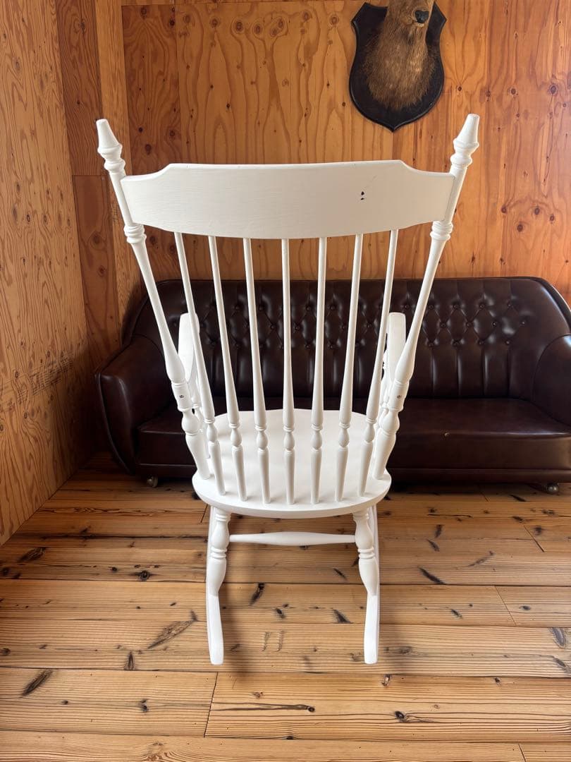 ホワイトペイント白い木製ロッキングチェアヴィンテージシャビーシックフレンチロココ