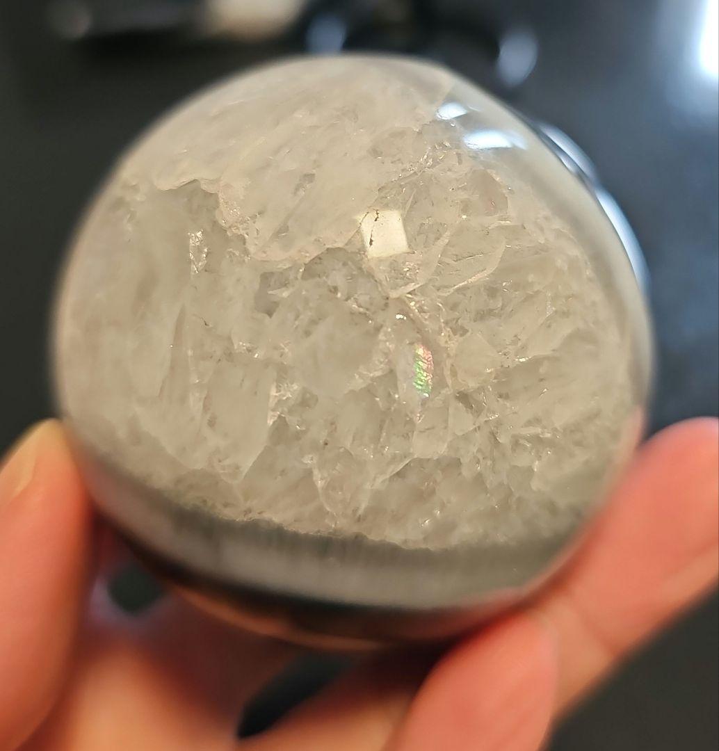 お得セット！水晶共生ブラック瑪瑙★虹多数３点セット六角柱 スフィア