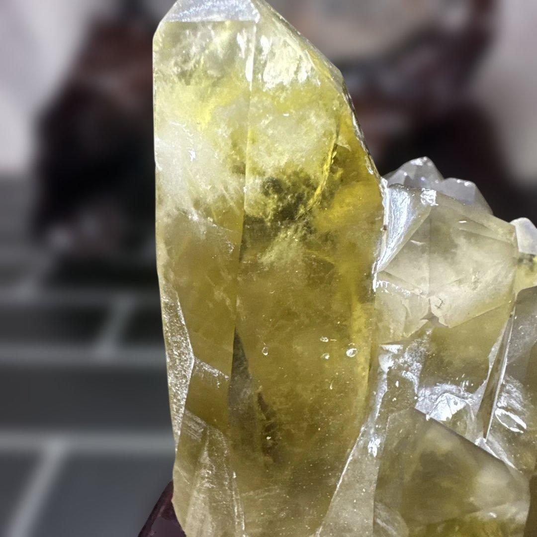 【高品質】シトリン 原石 クラスター 839g 台座付 おまけ付き