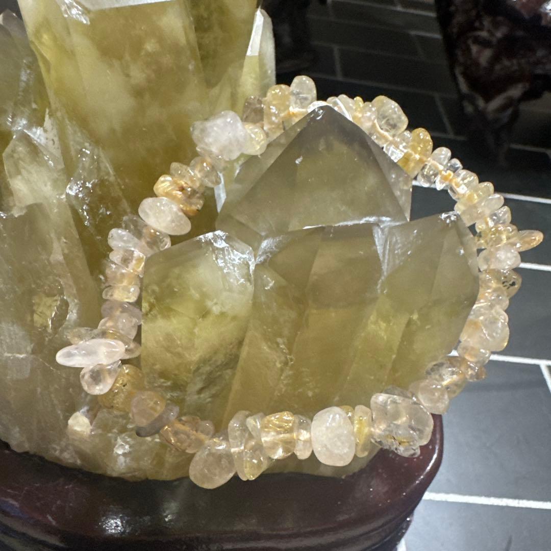 【高品質】シトリン 原石 クラスター 839g 台座付 おまけ付き