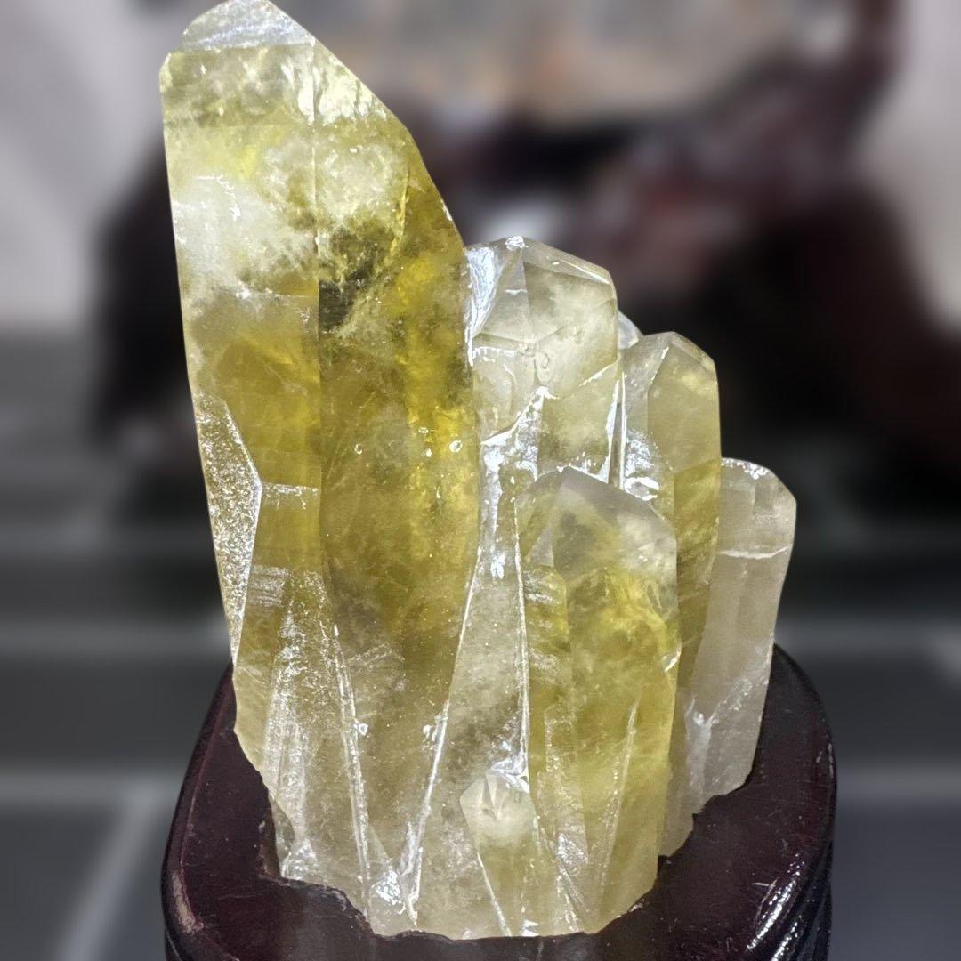 【高品質】シトリン 原石 クラスター 839g 台座付 おまけ付き