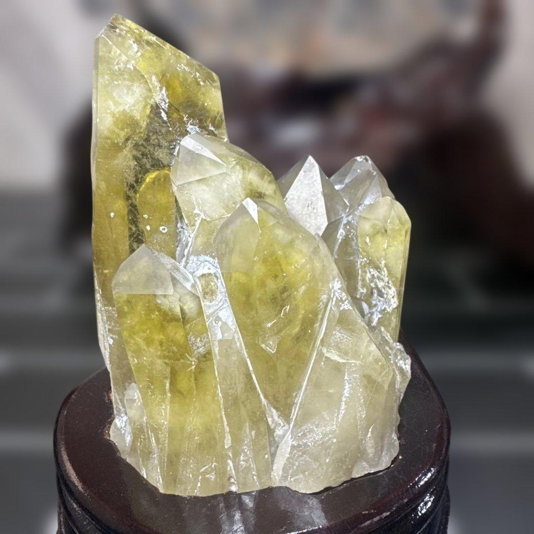 【高品質】シトリン 原石 クラスター 839g 台座付 おまけ付き