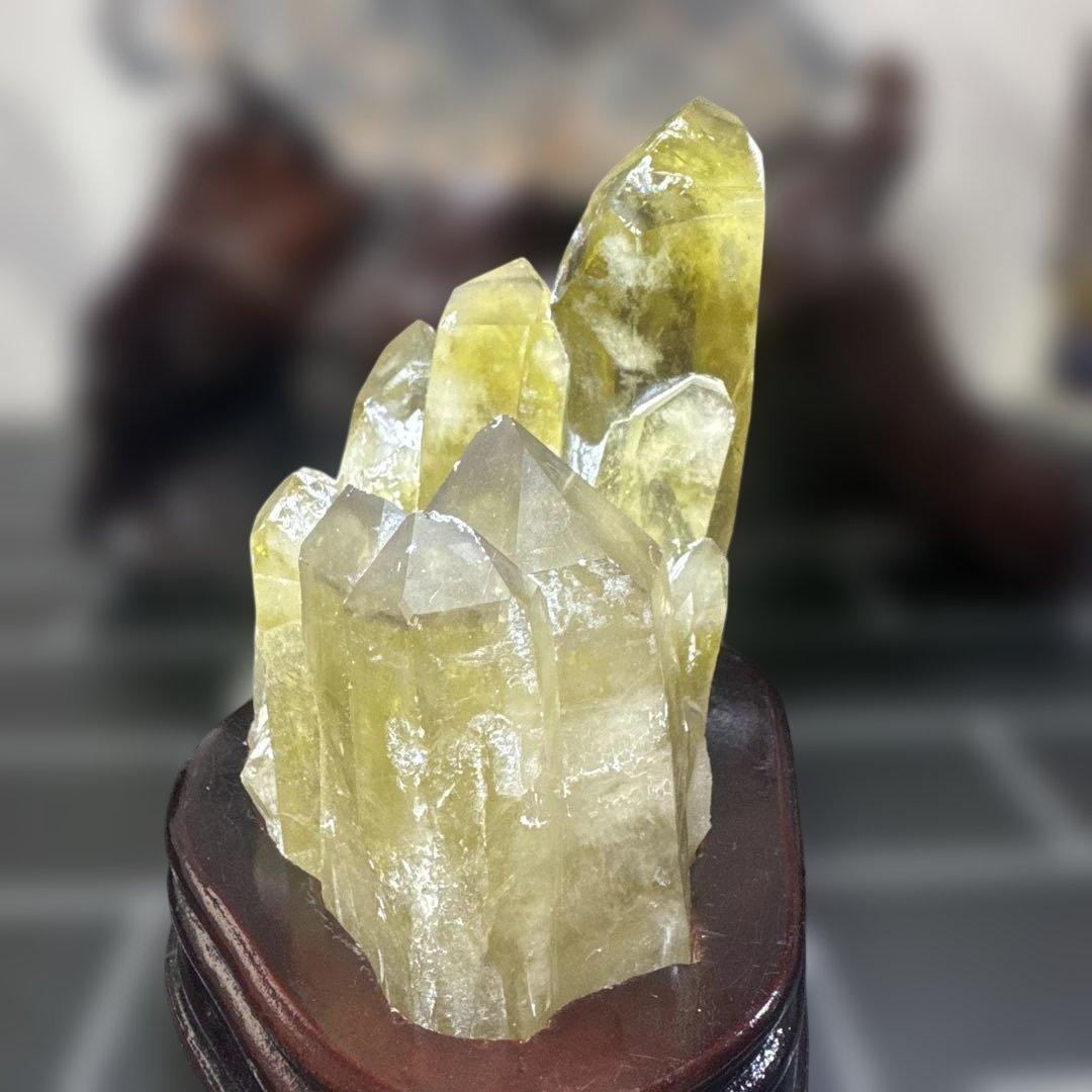 【高品質】シトリン 原石 クラスター 839g 台座付 おまけ付き