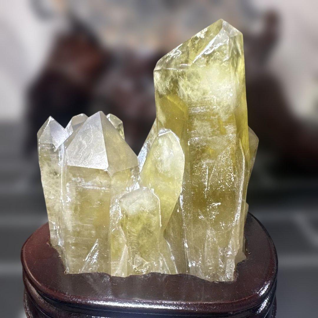 【高品質】シトリン 原石 クラスター 839g 台座付 おまけ付き