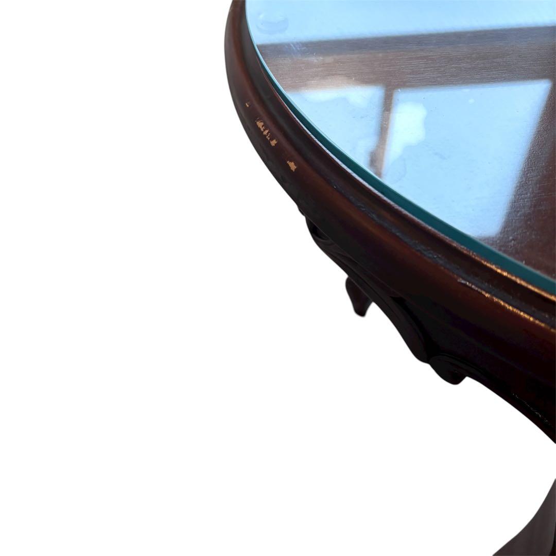 イタリアンクラシカルデザイン アンティーク調　ローテーブル ガラス天板 猫脚