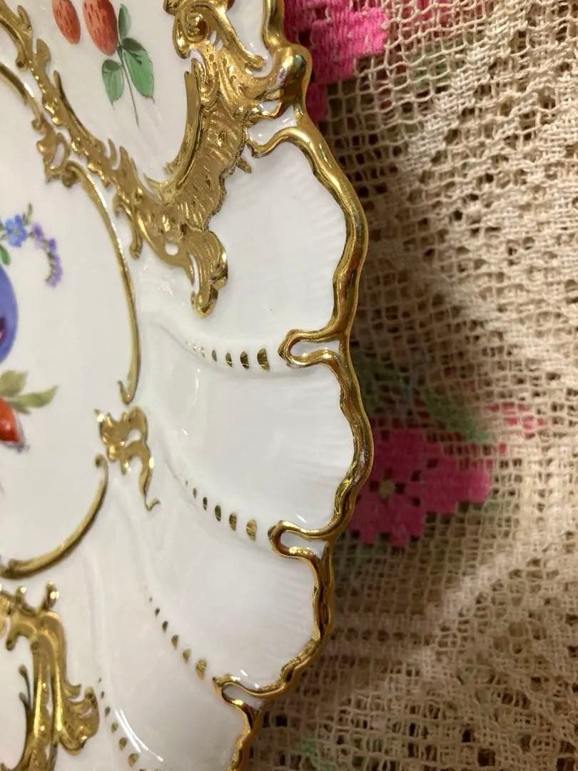 【1級品】 ヴィンテージ マイセンBフォーム 金彩フルーツ 飾り皿 プレート