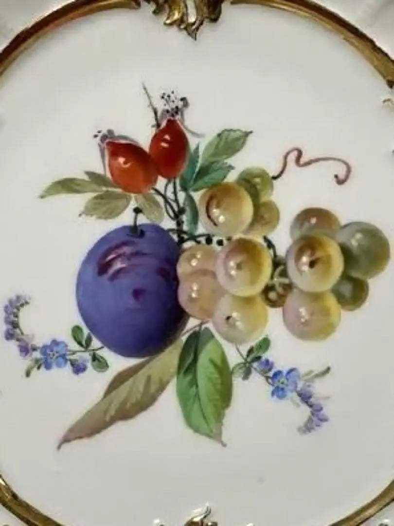【1級品】 ヴィンテージ マイセンBフォーム 金彩フルーツ 飾り皿 プレート