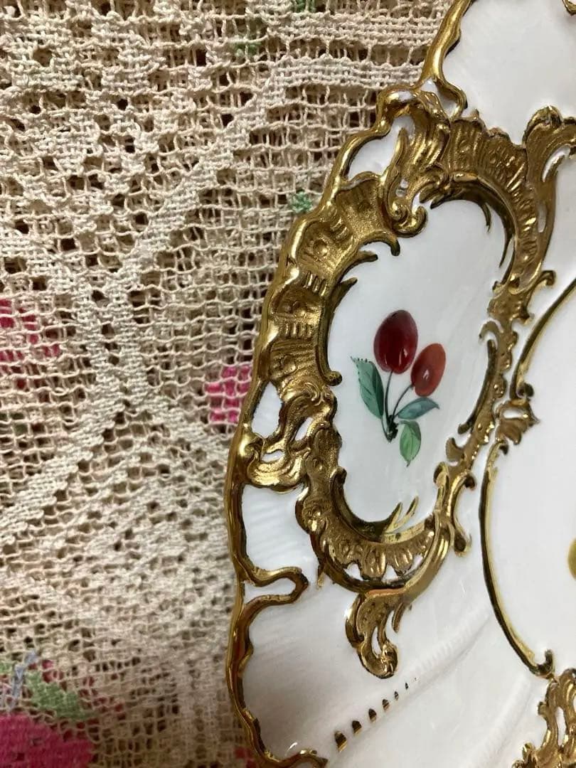 【1級品】 ヴィンテージ マイセンBフォーム 金彩フルーツ 飾り皿 プレート