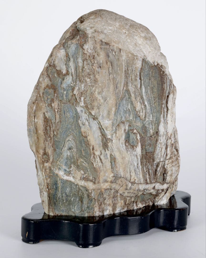 木化石 珪化木 白蛇石 蛇紋石 龍紋石 台座付 4.7kg 天然石 水石 盆石