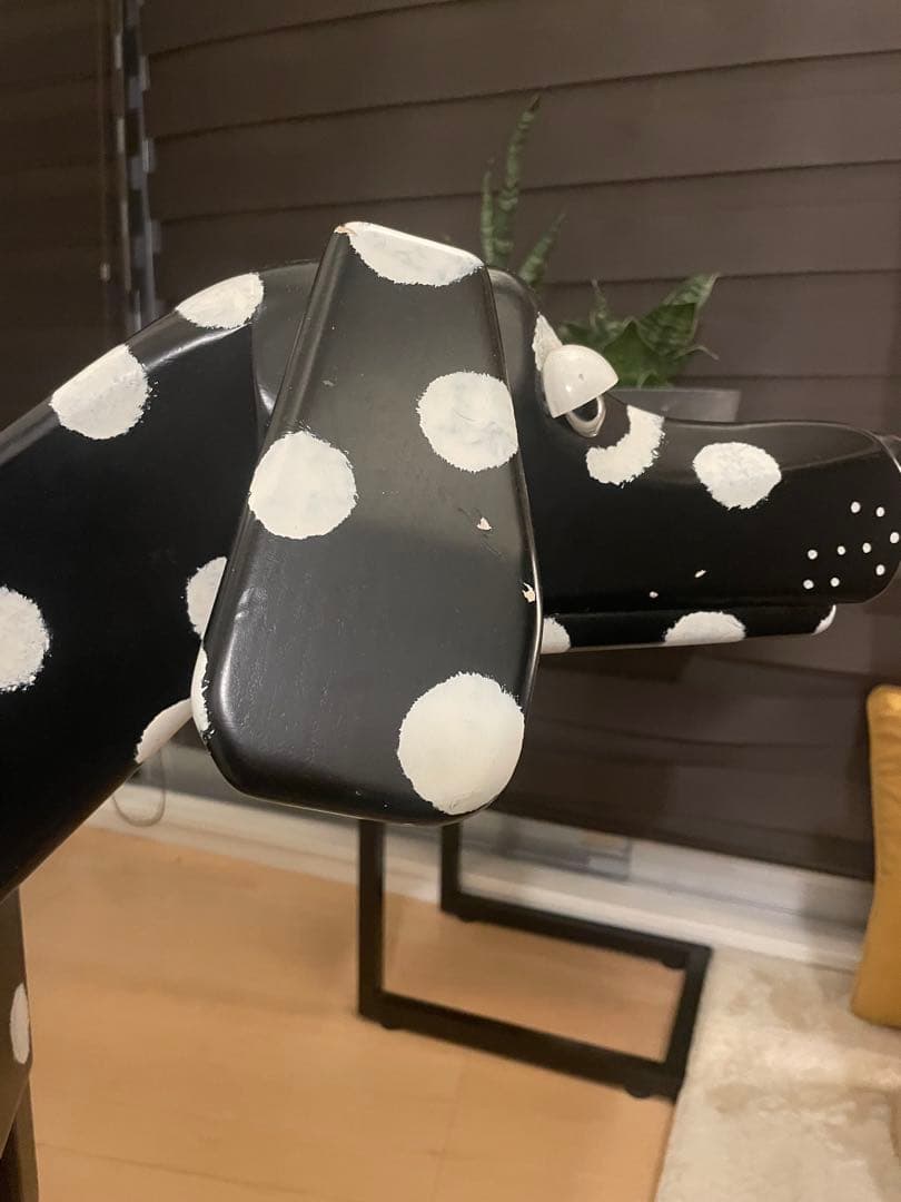 犬型サイドテーブル　ダルメシアン黒80×110×22