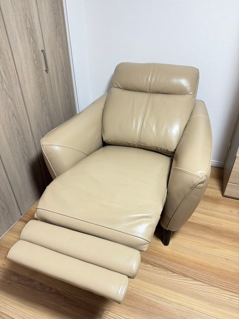 1人掛け電動リクライニングソファ 厚革 タイプ (アネーロ NV BE)