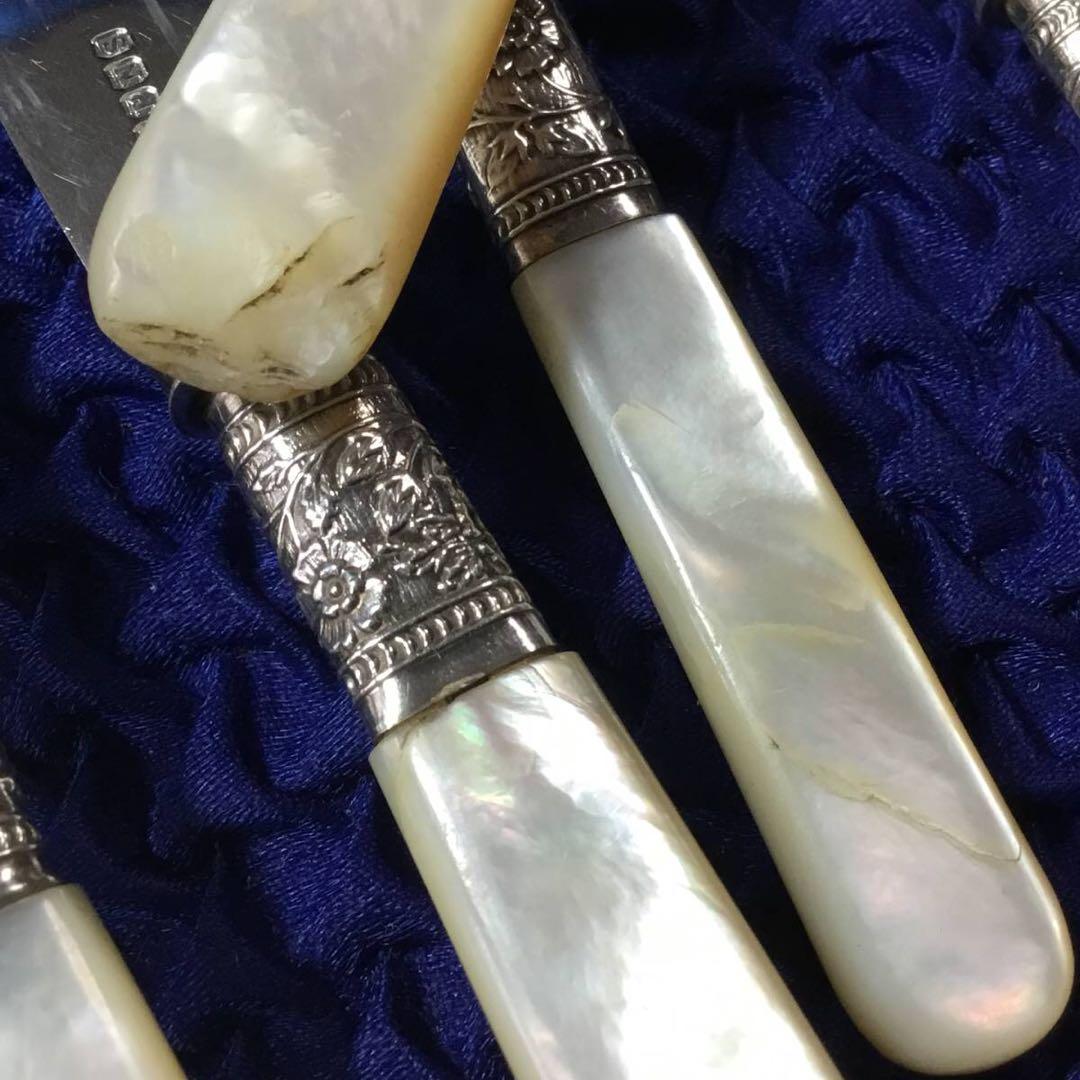 マザーオブパール◆カトラリー12本セット◆白牒貝 シルバープレート アンティーク