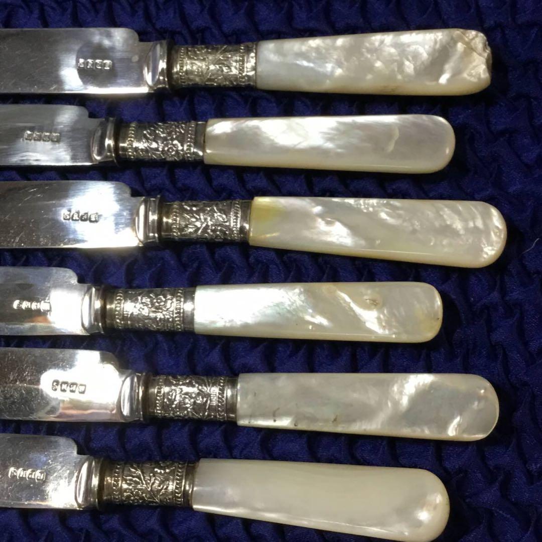 マザーオブパール◆カトラリー12本セット◆白牒貝 シルバープレート アンティーク