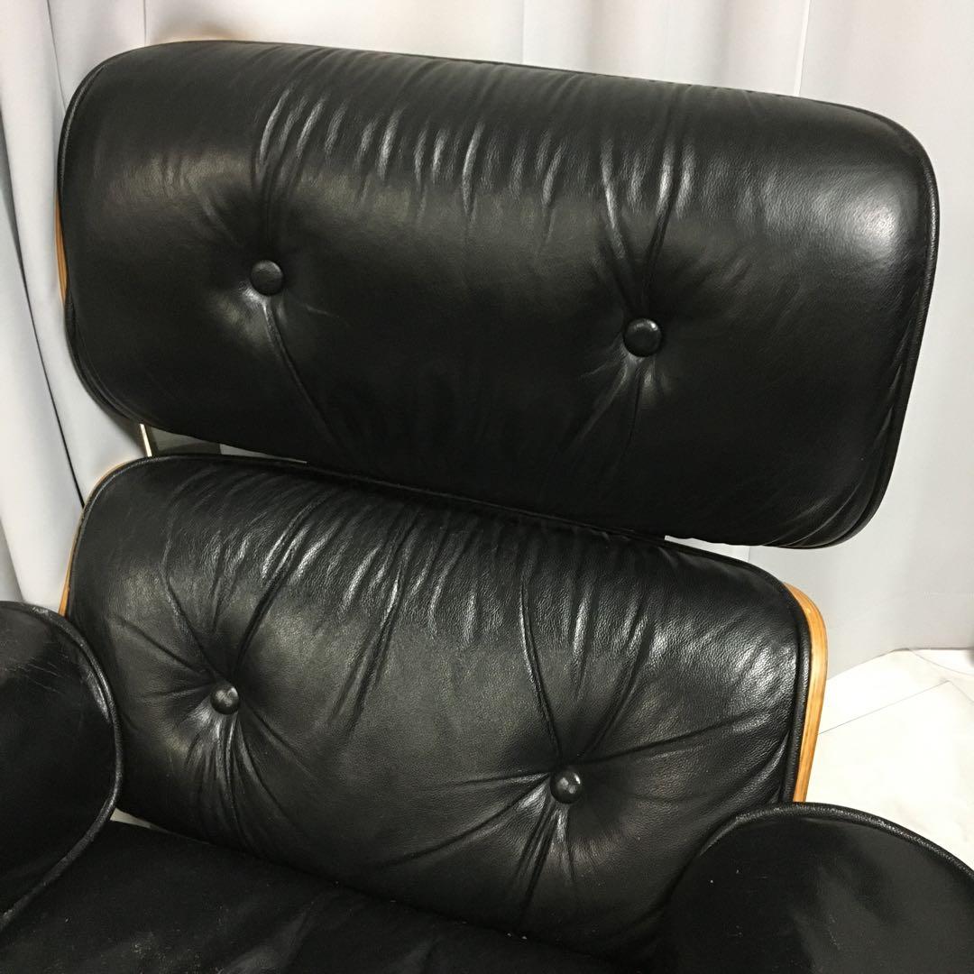 ②セット購入限定 イームズ 【オットマン】 ウォールナット ラウンジチェア 本革