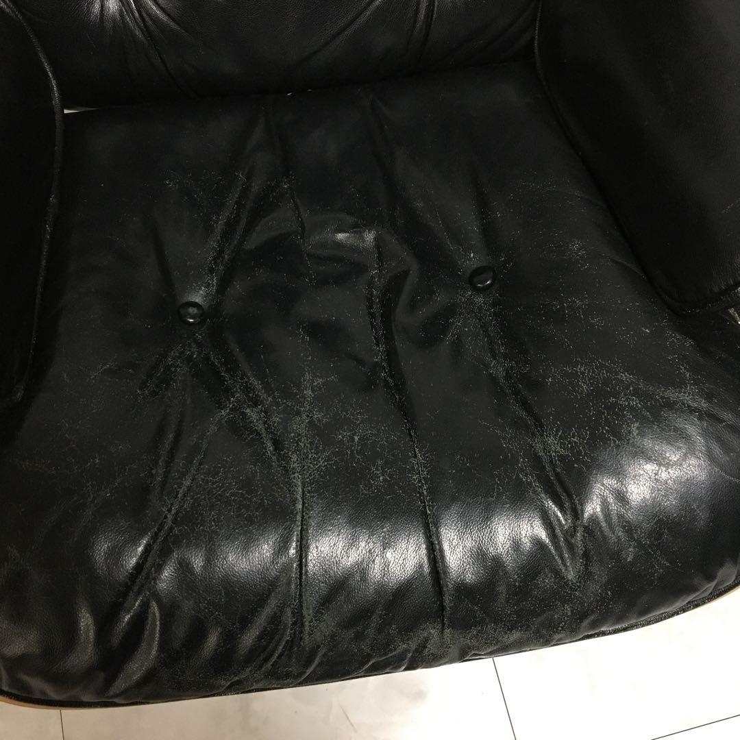 ②セット購入限定 イームズ 【オットマン】 ウォールナット ラウンジチェア 本革