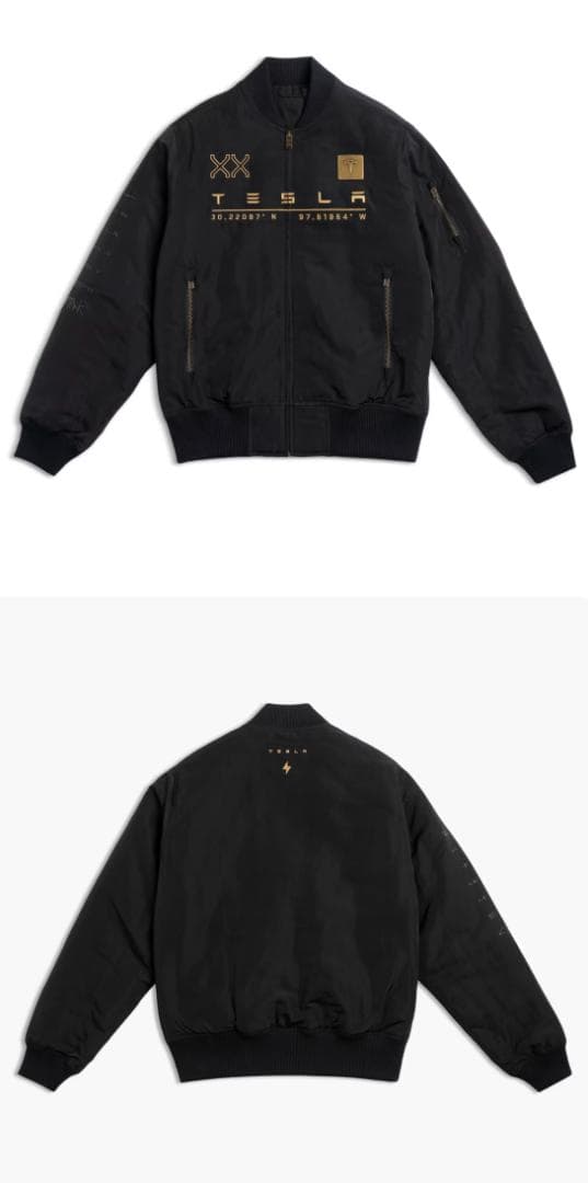 Tesla フライトジャケット MA-1 ブラック ゴールドロゴ XSサイズ