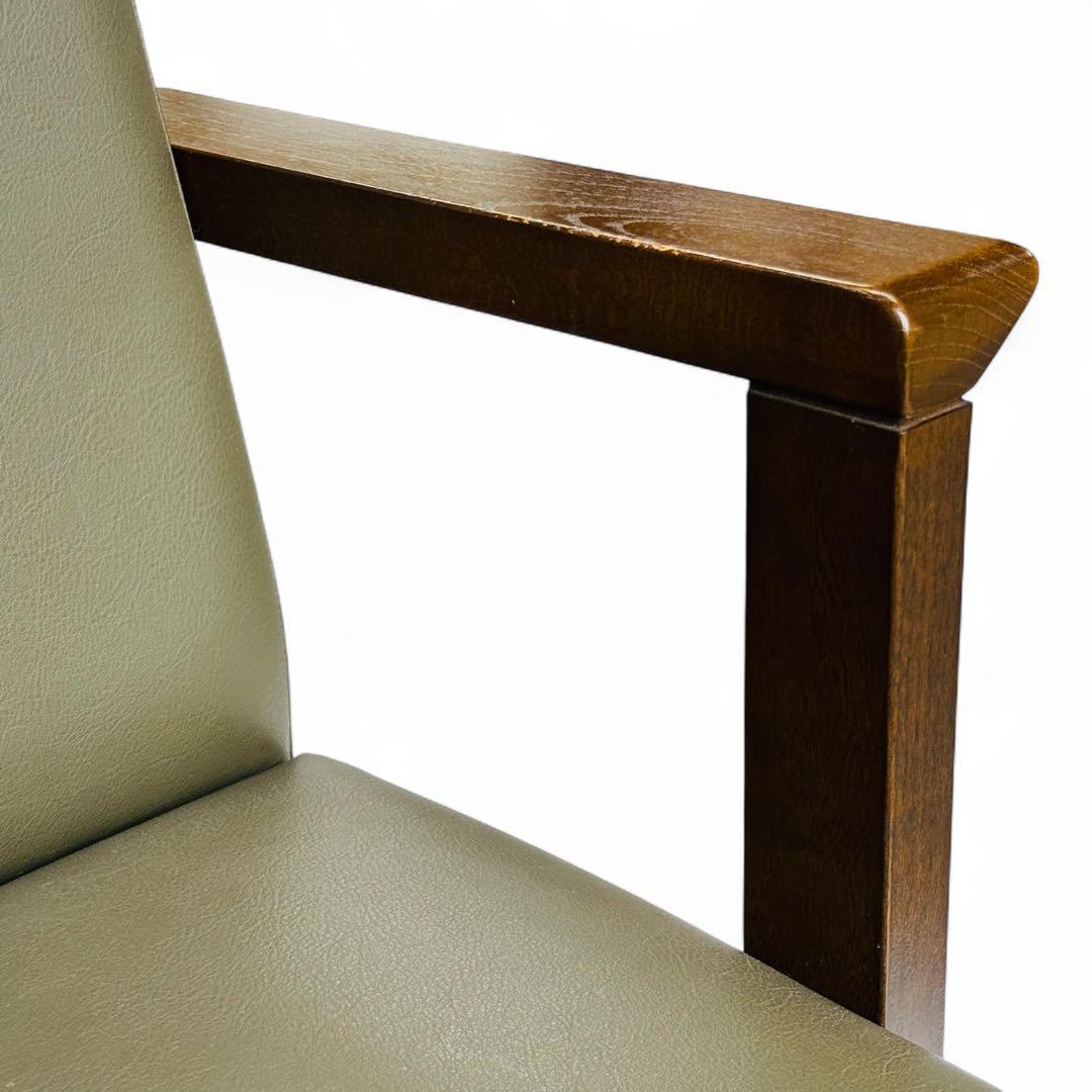 HIDA 飛騨産業 肘付き 椅子 アームチェア 1人掛けソファ 昭和レトロ 2