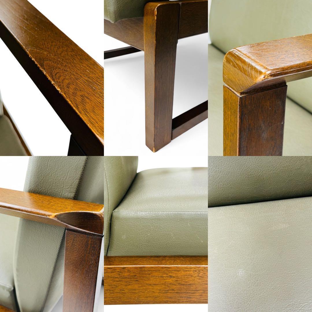 HIDA 飛騨産業 肘付き 椅子 アームチェア 1人掛けソファ 昭和レトロ 2