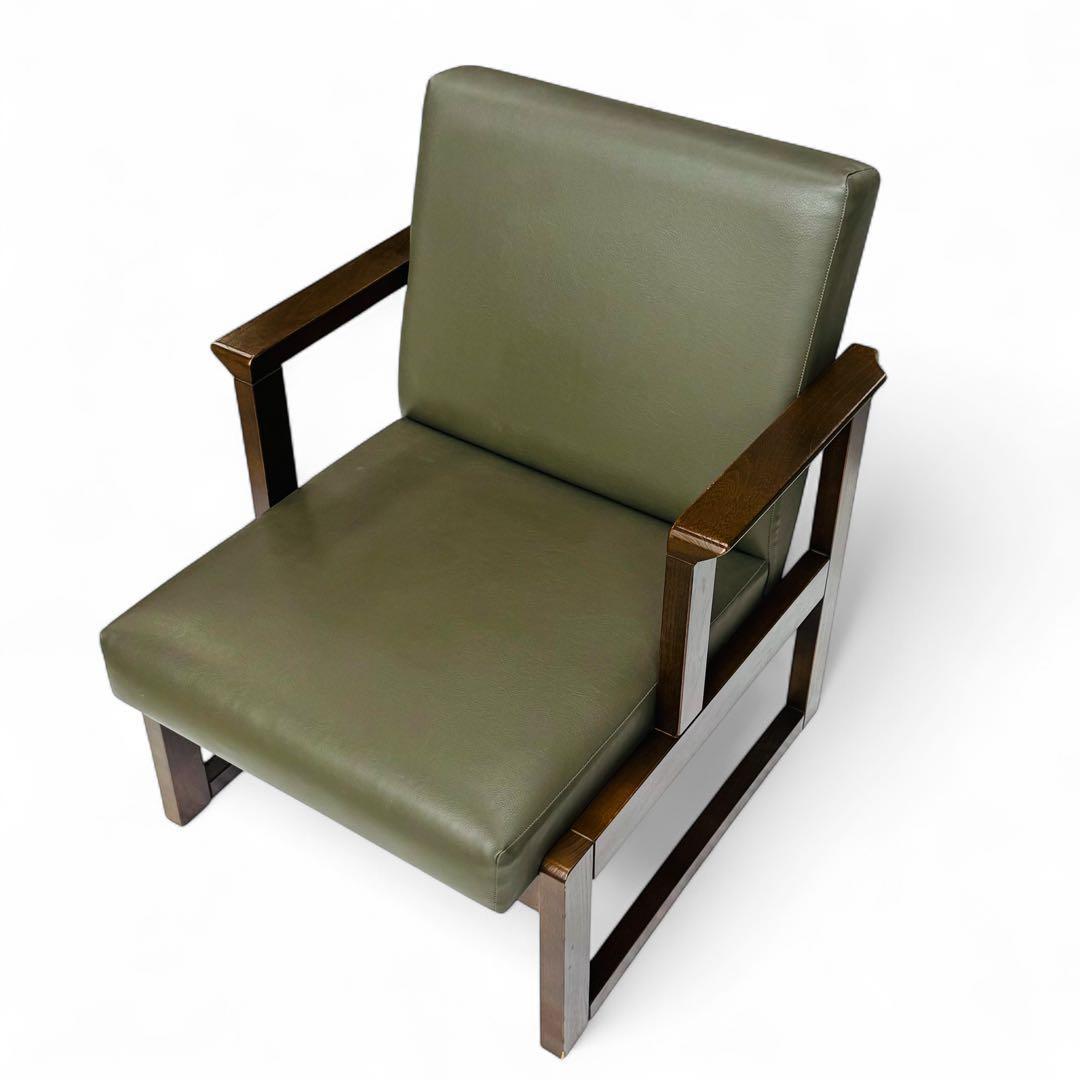 HIDA 飛騨産業 肘付き 椅子 アームチェア 1人掛けソファ 昭和レトロ 2