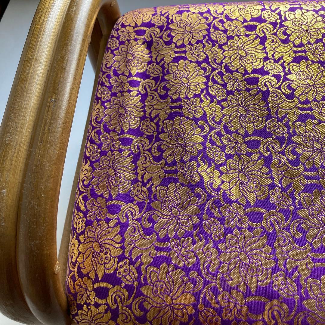 お仏壇用ラタンチェア 金襴座椅子アーム付きスツール