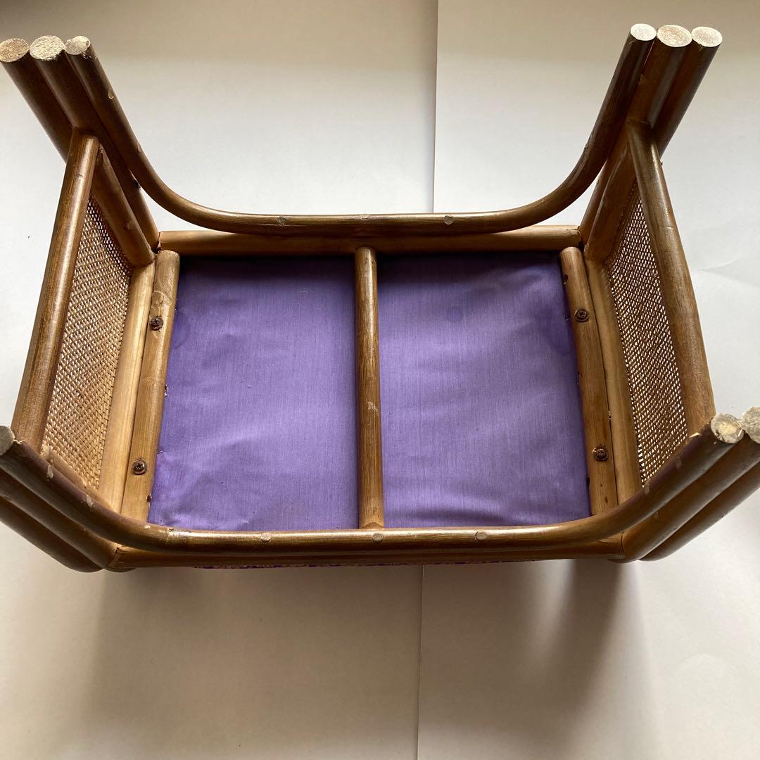 お仏壇用ラタンチェア 金襴座椅子アーム付きスツール