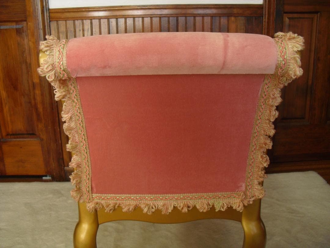 ロココ様式カウチソファ／猫脚スツール☆張替済 フランス製最高級トリミングブレード