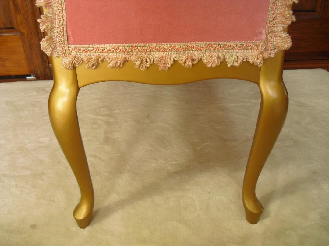 ロココ様式カウチソファ／猫脚スツール☆張替済 フランス製最高級トリミングブレード