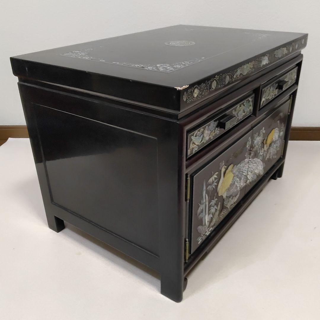 韓国　伝統工芸品　螺鈿細工　花鳥模様　収納棚　キャビネット　送料無料