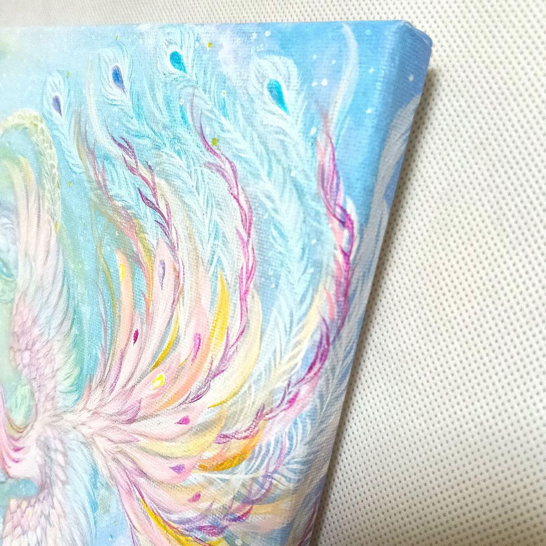 No.510 F4キャンバス 原画 鳳凰と龍 アクリル画 開運絵画