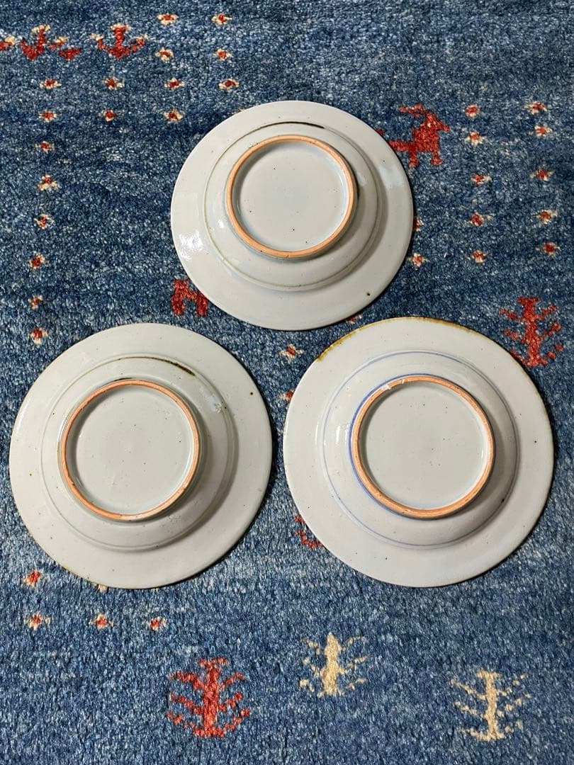 砥部焼中田窯【5寸リム皿】3枚（スズラン柄訳あり）