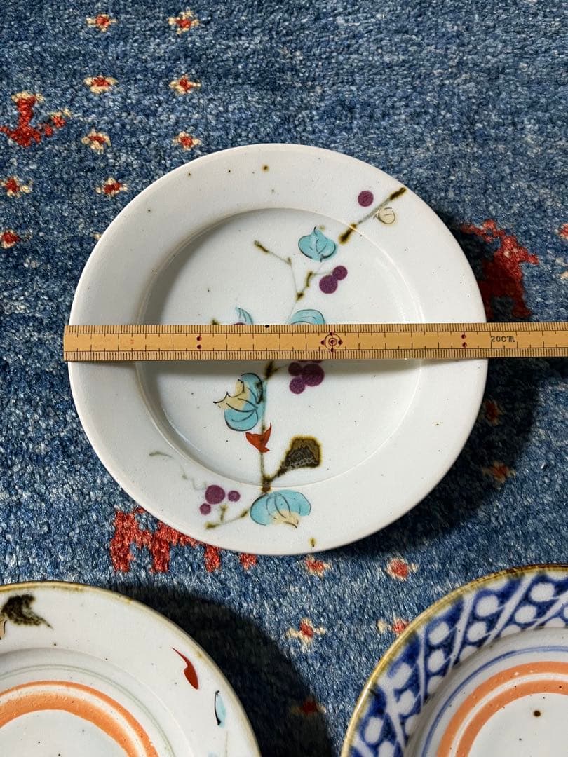 砥部焼中田窯【5寸リム皿】3枚（スズラン柄訳あり）