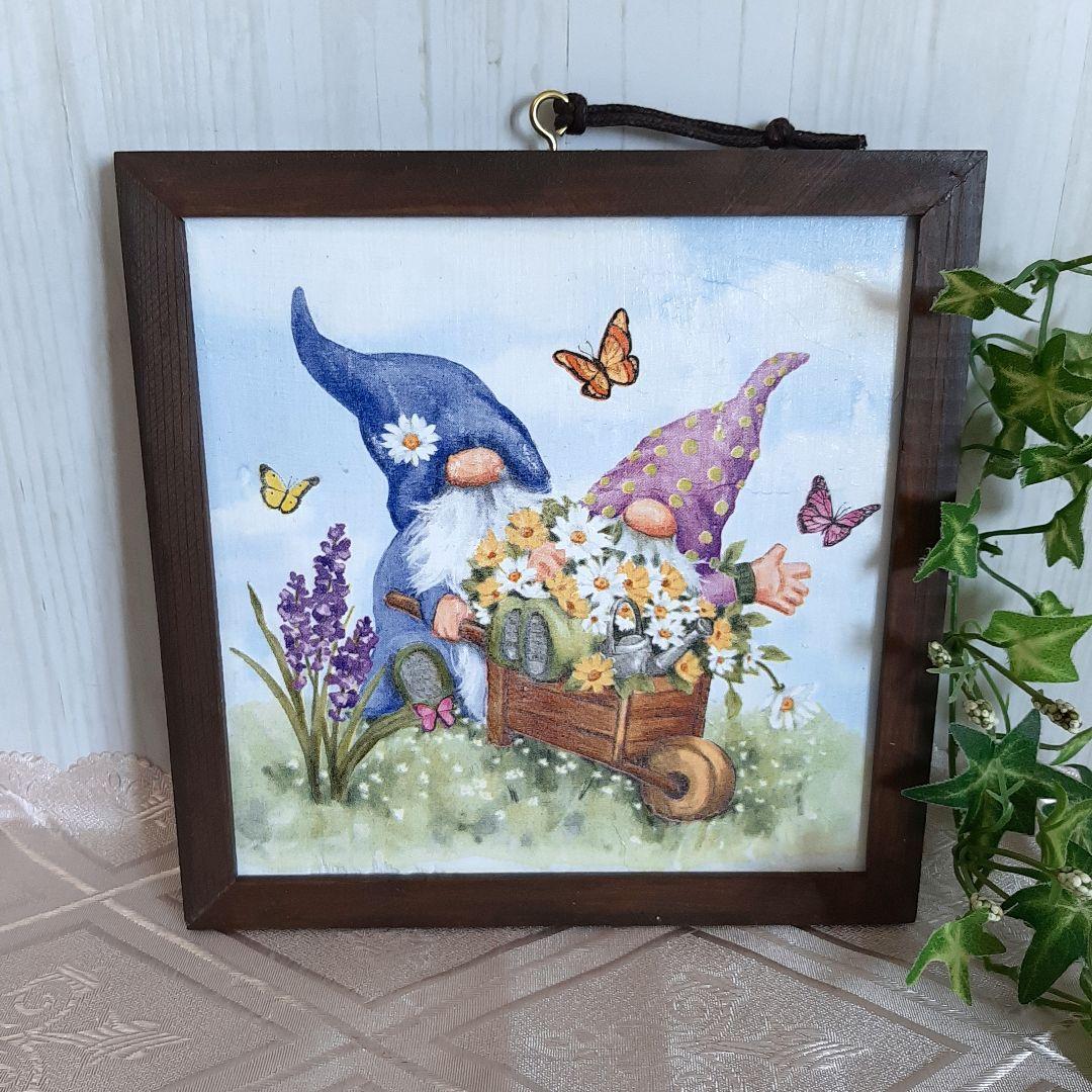 デコパージュ。インテリアボード。壁掛け。仲良しトテム/向日葵の