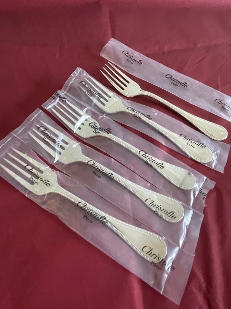 Christofle Perlesシルバーデザートフォーク5本セット