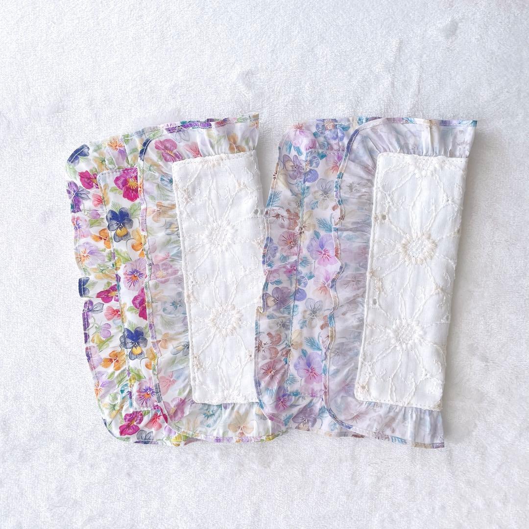 〈48〉Mim様　リバティ ハンドメイド フリル付ガーゼハンカチ 入園 入学