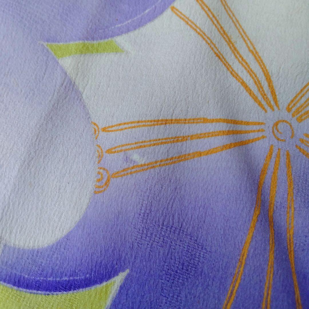 七五三　3歳　女の子　着物　アンティーク　桜模様　黄緑　錦紗　正絹　グリーン