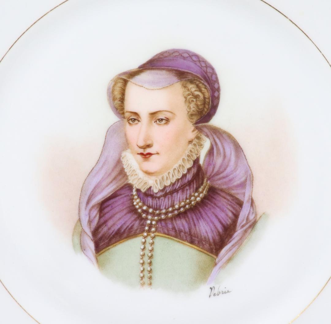 オールド・セーブル 王室特注品1846年製 色絵金彩婦人図皿 ジャンヌ・ダルブレ