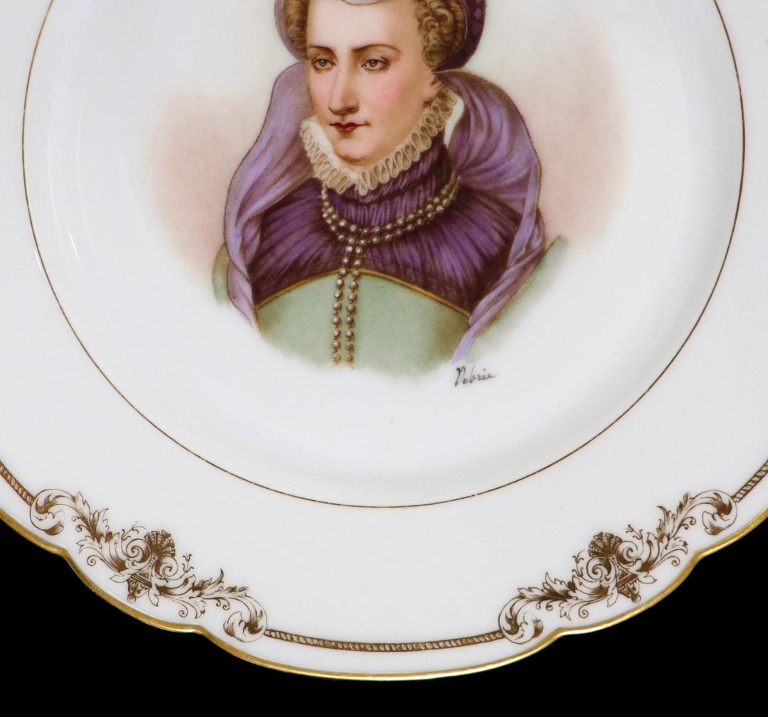 オールド・セーブル 王室特注品1846年製 色絵金彩婦人図皿 ジャンヌ・ダルブレ