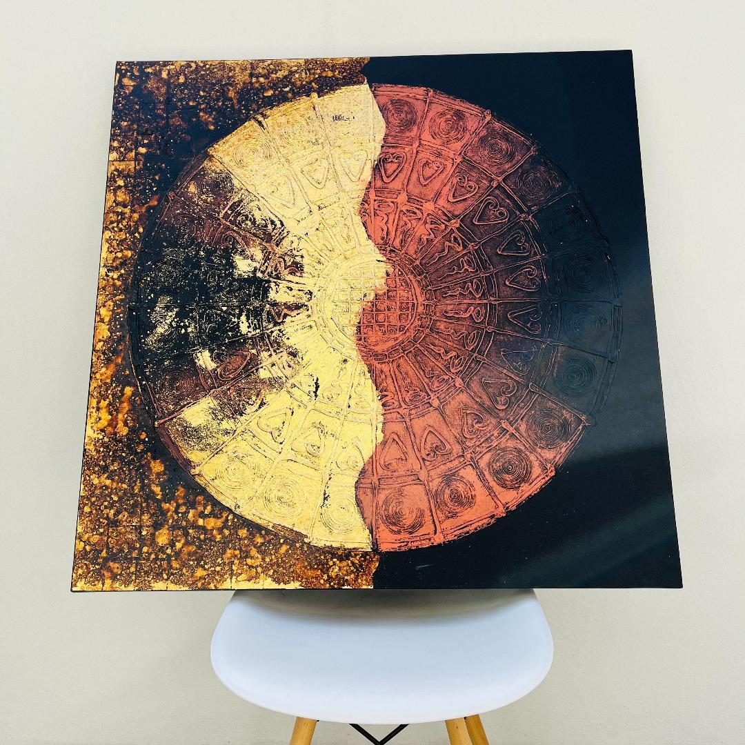 壁掛けアートインテリア モダン現代アート作品 大きな絵 90cm×90cm