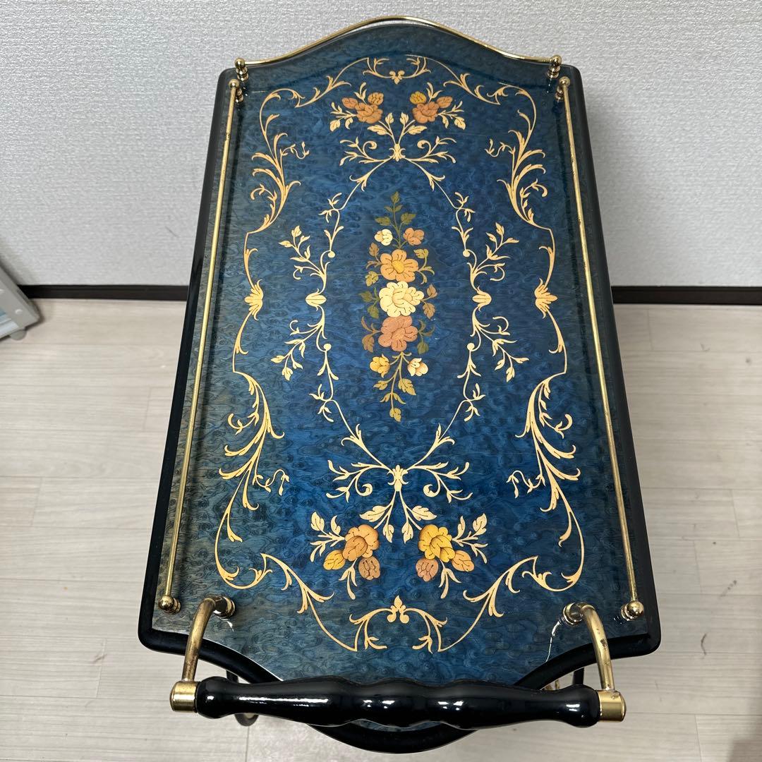 キッチンワゴン イタリア製 象嵌 高級 ワゴンテーブル ワインラック i1