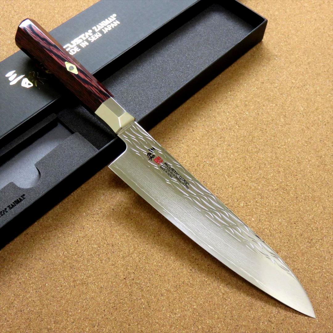 関の刃物 牛刀 180mm 三昧 波目 ダマスカス33層 両刃万能 包丁 肉切り