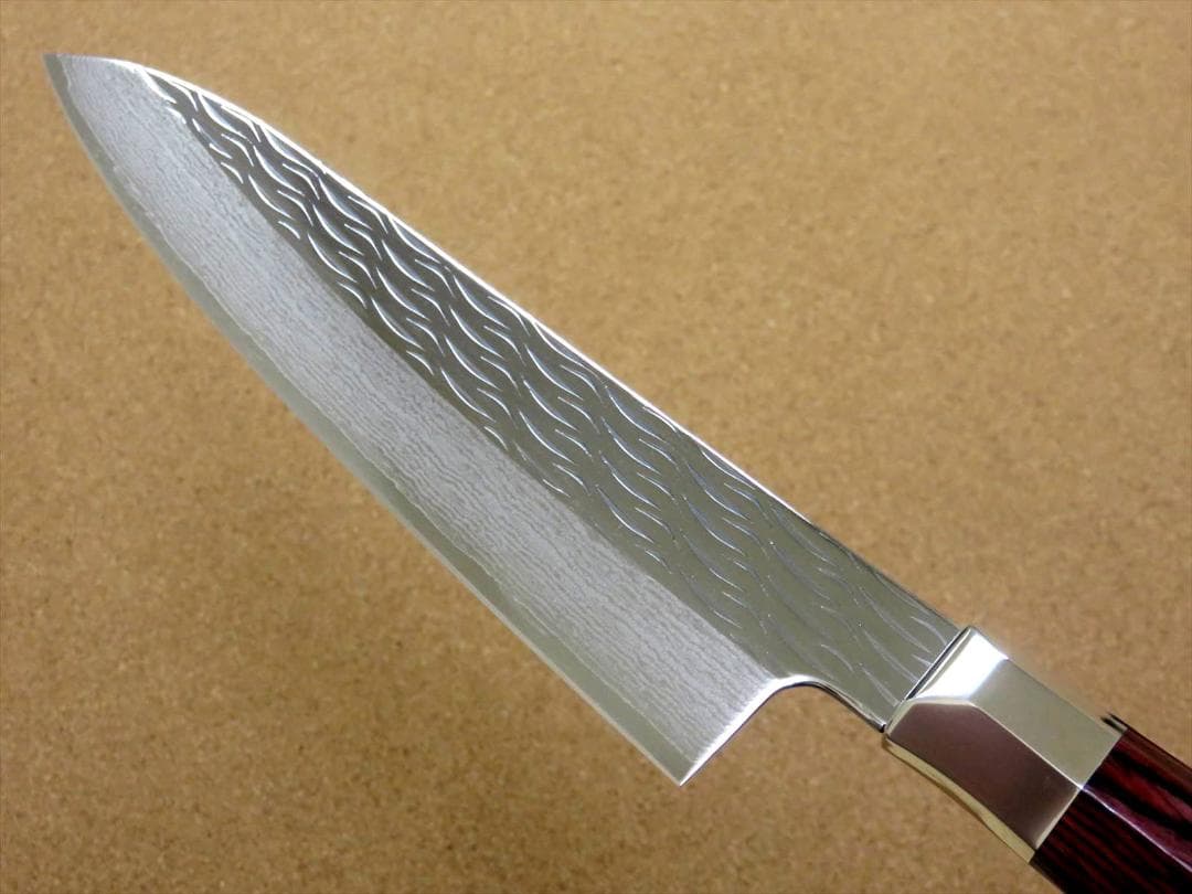 関の刃物 牛刀 180mm 三昧 波目 ダマスカス33層 両刃万能 包丁 肉切り