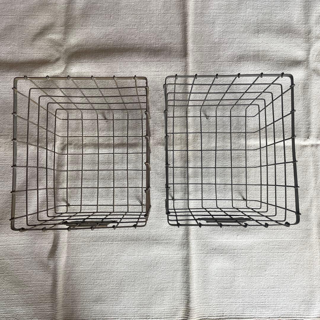 アイアンカゴ 正方形 四角 籠 ワイヤー シャビー メッシュ 2個セット