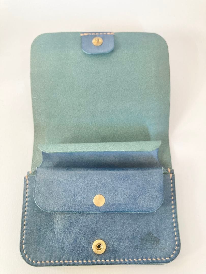 ロロマレザー本革 ミニ財布 コンパクトウォレット 手縫い エイジング