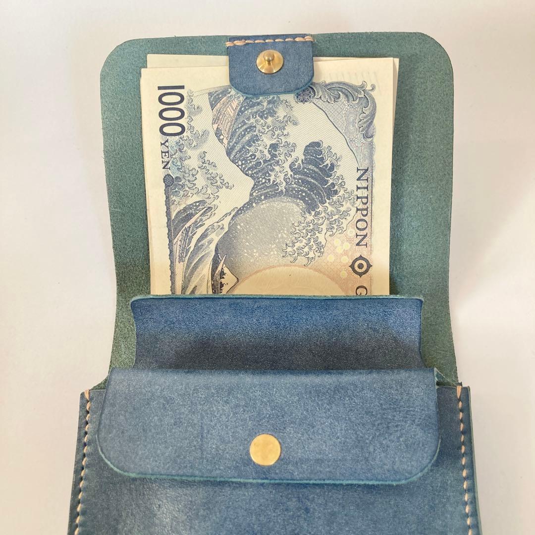 ロロマレザー本革 ミニ財布 コンパクトウォレット 手縫い エイジング