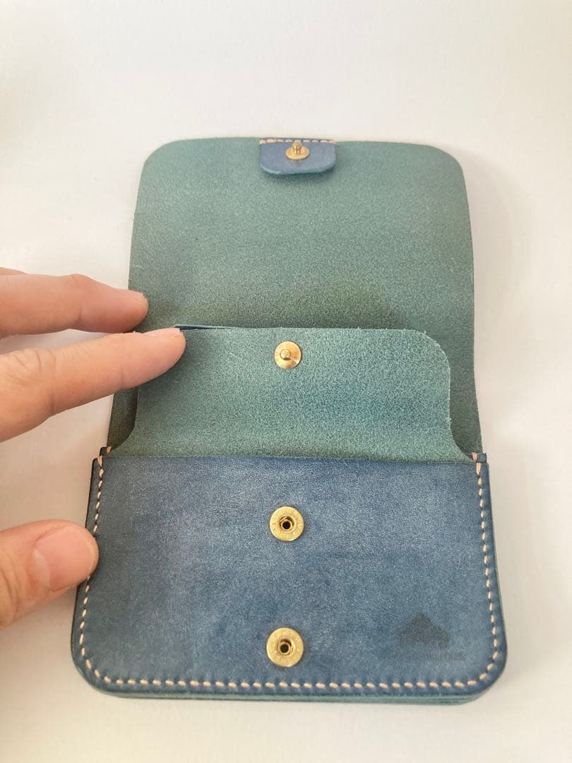 ロロマレザー本革 ミニ財布 コンパクトウォレット 手縫い エイジング