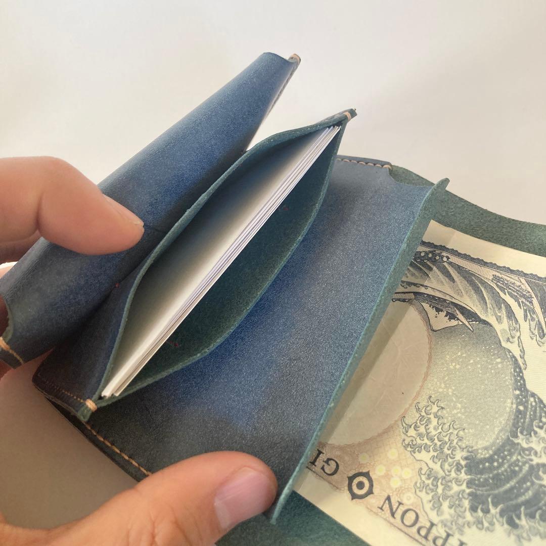 ロロマレザー本革 ミニ財布 コンパクトウォレット 手縫い エイジング