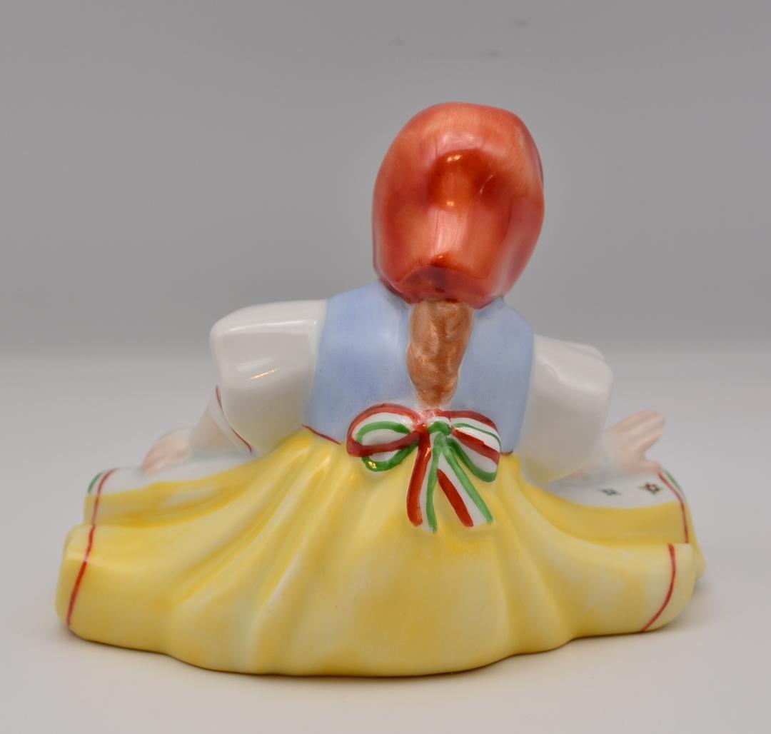 カエルに驚く少女　★ヘレンド　フィギュリン　ハンガリー　ヴィンテージ　美品